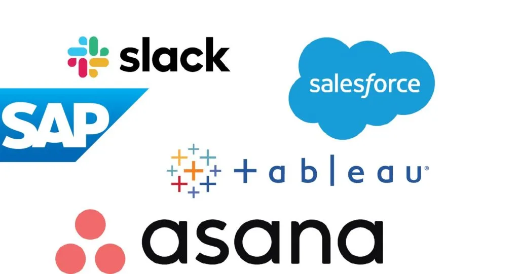 Various types of essential IT software logos for businesses.