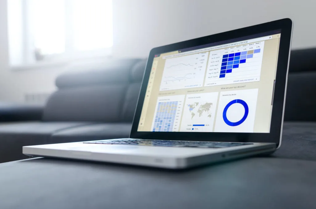Laptop displaying analytics for online presence