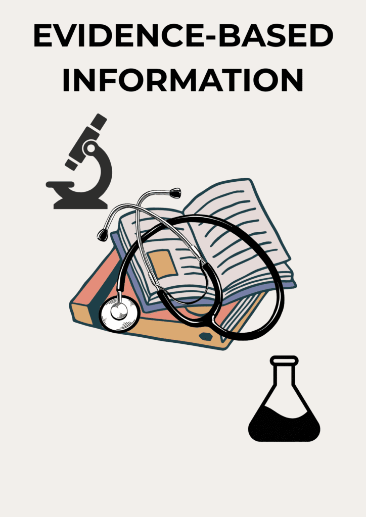 Academic-style illustration for content marketing for wellness brands featuring an open book with a stethoscope and research icons, symbolizing credible and reliable health information.