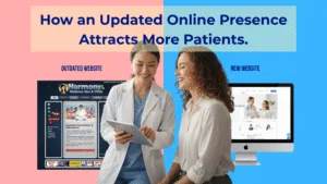 Healthcare professional reviewing an updated online presence to attract more patients through a clean and modern digital clinic.
