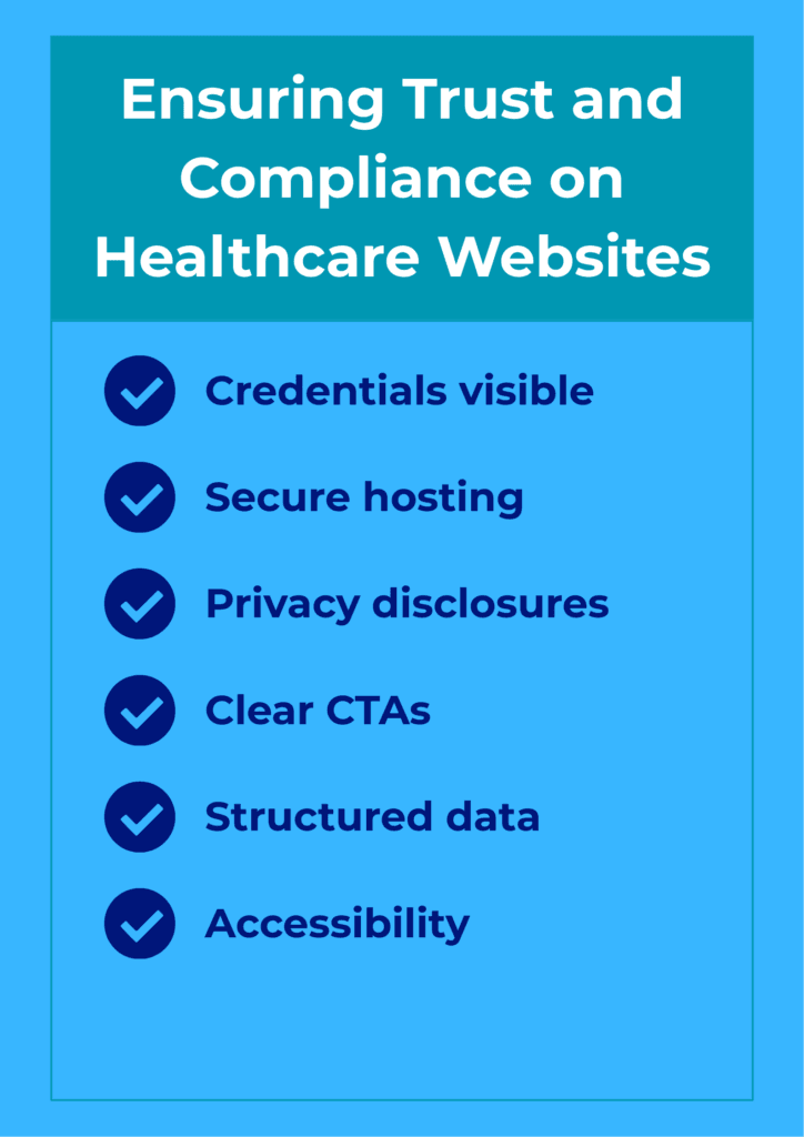 Website trust checklist supporting the 2026 digital presence for healthcare and wellness professionals and patient confidence